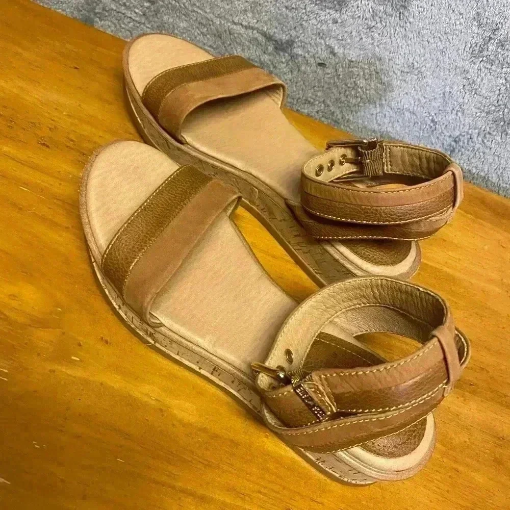 Lucca Lane Leesa Cork Sandals Womens 7.5 Brushed Brown Casual Open Toe Platform - Picture 6 of 9